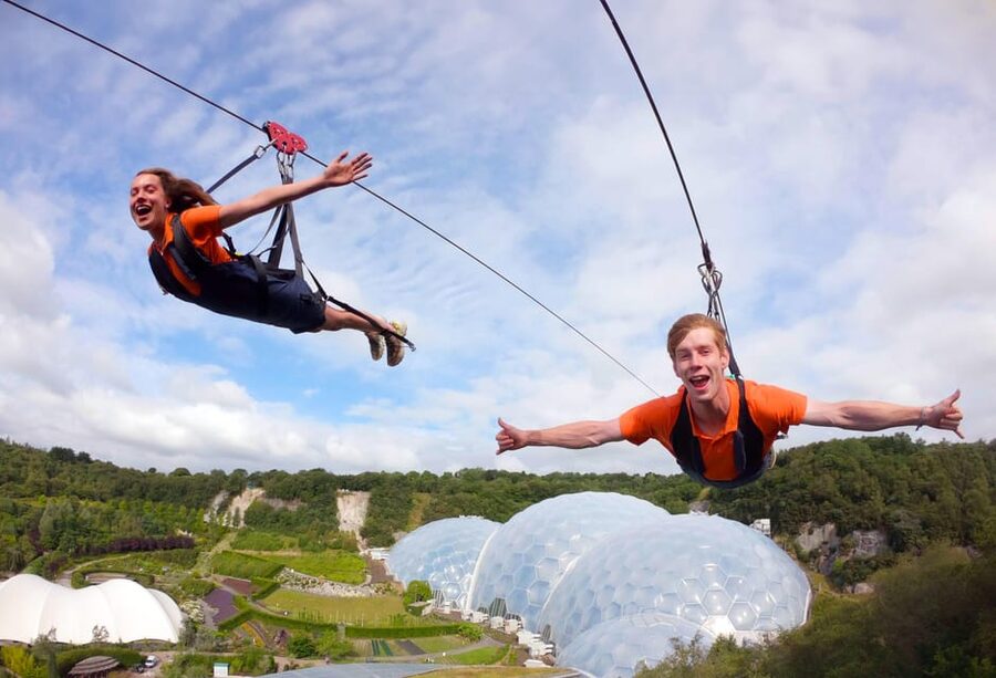 Cornwall: Eden Project Zip Wire Experience - The views from the launch and zipline