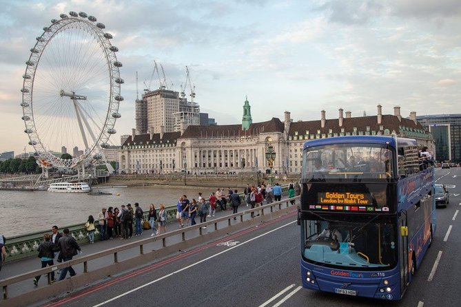 London by Night Sightseeing Open Top Bus Tour with Live Guide - The London Eye and the first city views