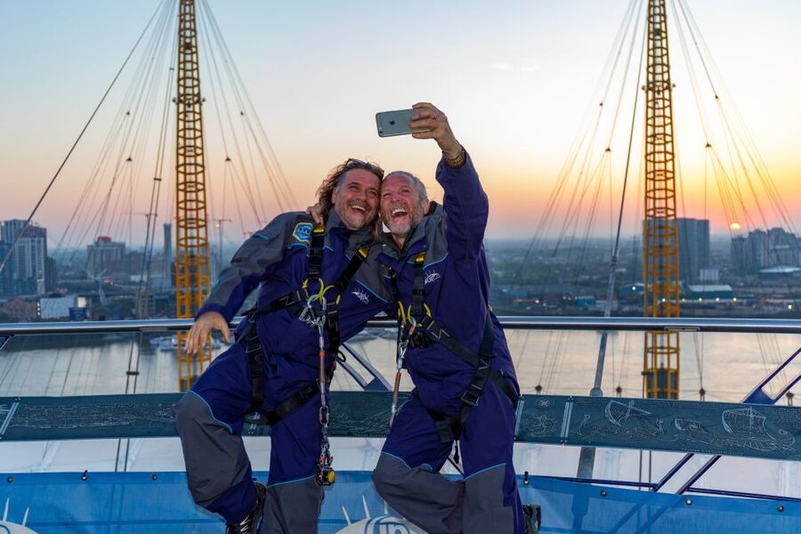 London: O2 Arena Rooftop Climbing Experience - Walking the sloping roof to the viewing platform