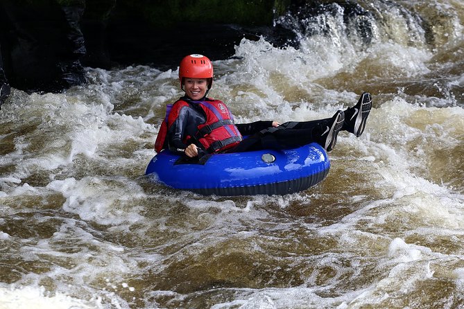 Whitewater River Tubing in Llangollen - Learning to handle the inflatable ring